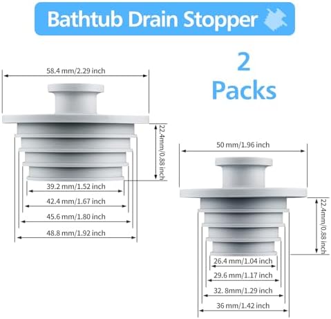 Aluvor 2pcs Silicone Bathtub Sink Stopper