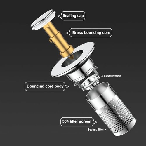 NureBe Pop-Up Drain Strainer with Rust-Proof Hair Catcher