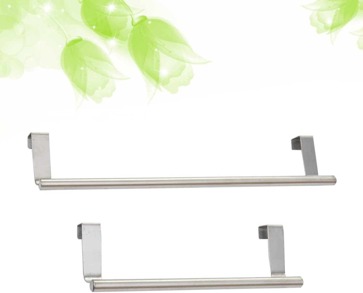 Gadpiparty 2Pcs Stainless Steel Door Towel Bar Hanger Durable Space-Saving