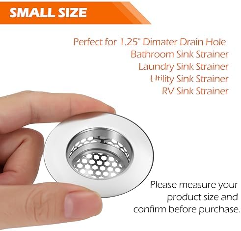 NADTLSS 3 Pack Bathroom Sink Strainer 125 Drain Hair Catcher Stainless Steel