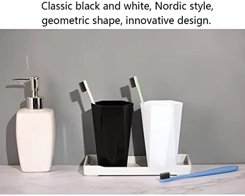 RabyLeo Large Geometric Diamond Toothbrush Cup 400ml White Black 1