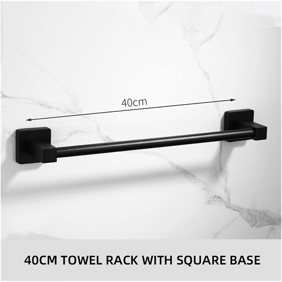 BOCbco 40Cm Round Black Towel Bar Wall Mounted
