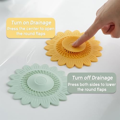 Hair Catcher for Silicone Shower Drains 4 Pack with Sunflower Design
