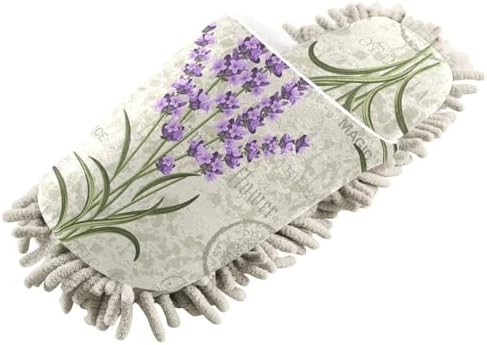 Sinestour Mop Slippers with Lavender Purple Design for Floor Cleaning