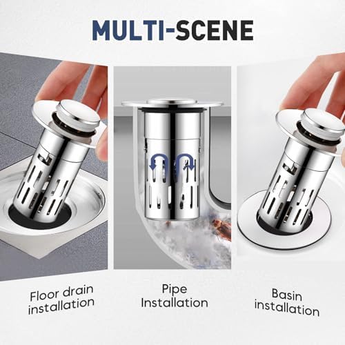 PETUPS Bathroom Sink Drain Strainer with Pop Up Mechanism