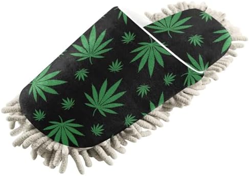 Sinestour Black Green Leaves Mop Slippers Cleaning Tool