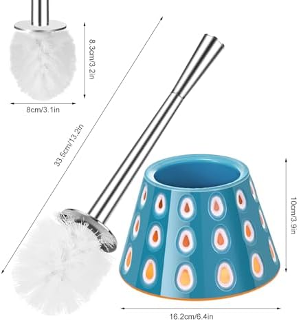 Modern Deep Blue Toilet Brush with Teardrop Pattern