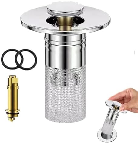 2Pcs Universal Stainless Steel Bathroom Sink Stopper with Anti-Clog Design