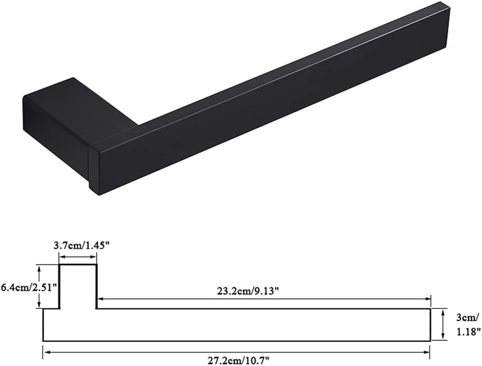 BOCbco Black Matte Towel Rail Wall Mount