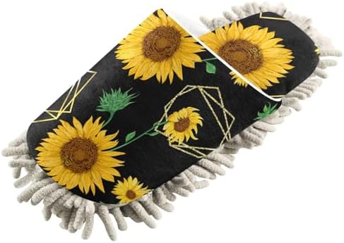 Sinestour Golden Sunflowers Watercolor Mop Slippers