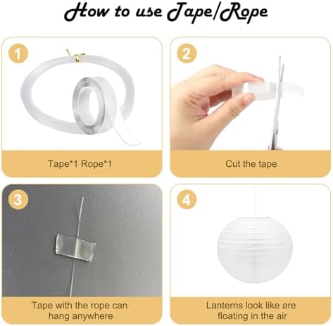 12Pcs White Paper Lanterns with Tape and String for Parties
