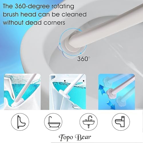 Topo Bear Toilet Brush Holder with 72 Refills and Fresh Scent