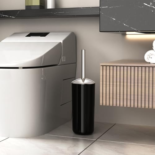 Blwan White Toilet Brush with Stainless Steel Holder 2 Pack