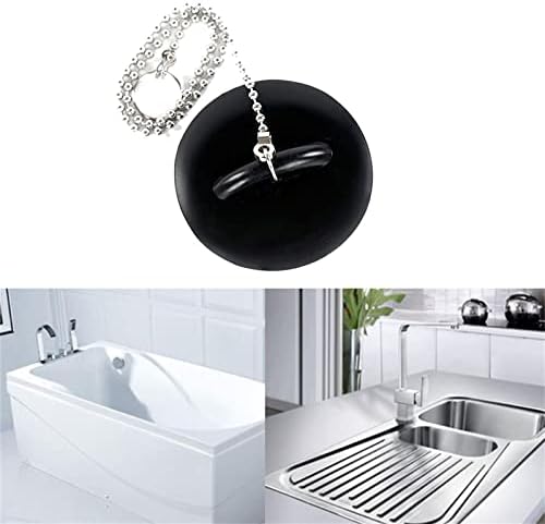 Bathroom Sink Drain Stopper with Chain Rubber Plug 1