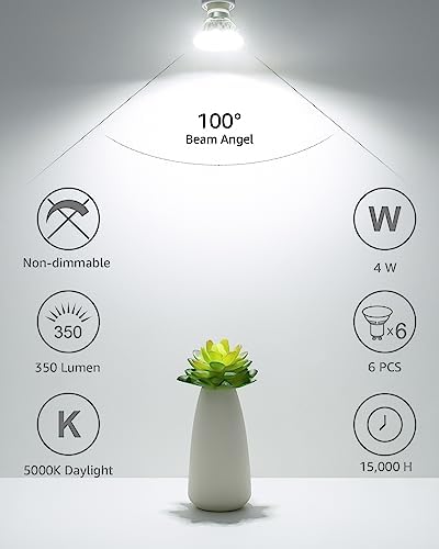 Lepro GU10 LED Bulbs Non Dimmable 6 Pack 5000K Daylight