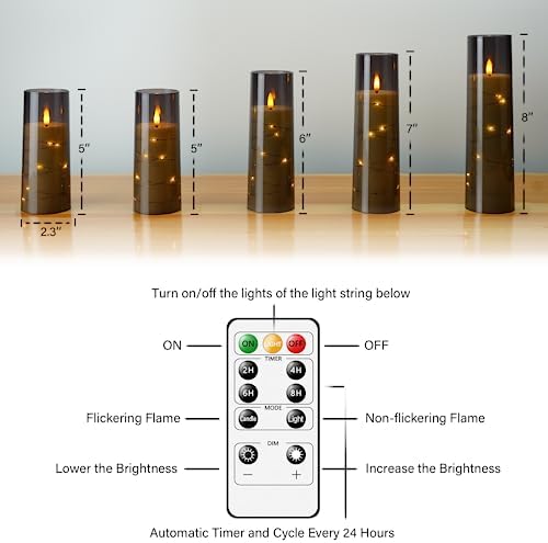 Flameless LED Candles with Timer 5 Pack Grey 1