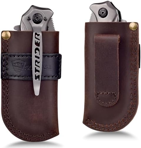 SOGCASE Leather Knife Sheath Belt - Darkbrown