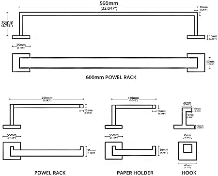 Modern Towel Rail Rack for Bathroom and Kitchen Black