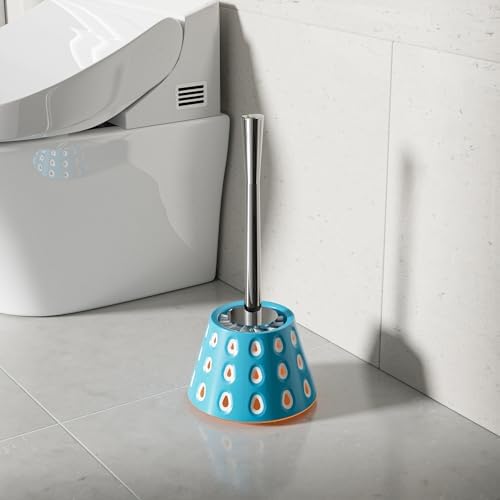 Modern Deep Blue Toilet Brush with Teardrop Pattern