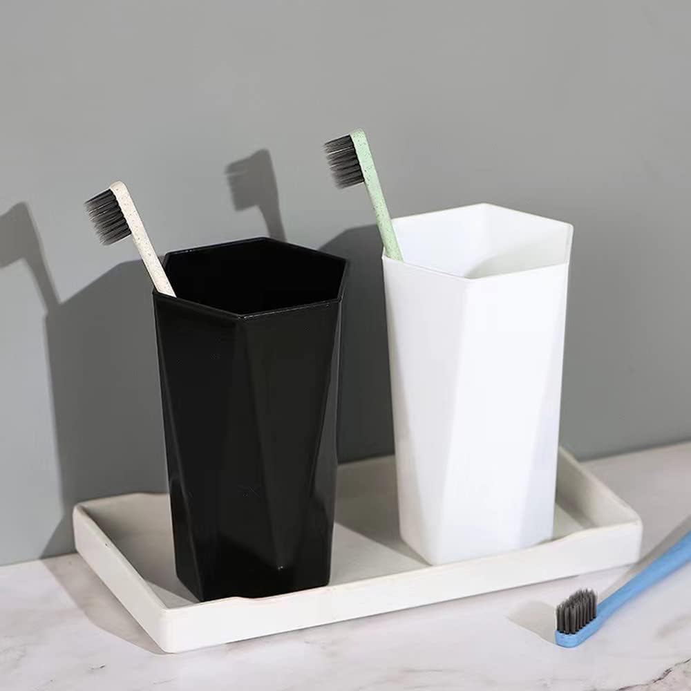 RabyLeo Large Geometric Diamond Toothbrush Cup 400ml White Black 1