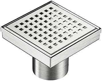 Neodrain 4-Inch Square Shower Drain with Hair Strainer