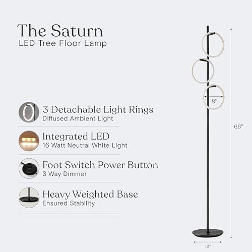 Brightech Saturn LED Tree Floor Lamp - Black