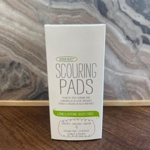 Stainless Steel Scouring Pads 4 Pack - Durable Rust-Free