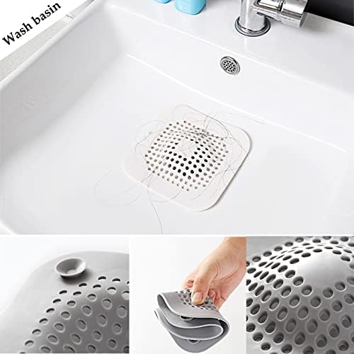 5 Pack Shower Hair Drain Catcher with Suction Cup