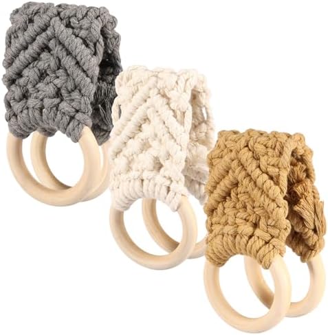 3Pcs Crochet Dish Towel Holder with Wooden Loops