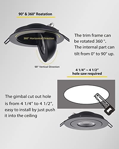 POPANU 4 Inch LED Rechargeable Recessed Light 6 Pack