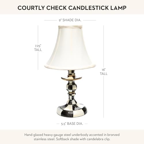 MacKenzie-Childs Candlestick Lamp with Black-and-White Courtly Check