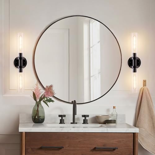 Modern Black Sconces Wall Light with Clear Glass Shade