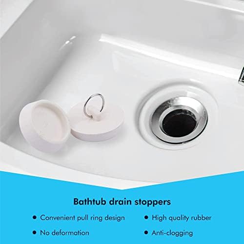 6 Pack Drain Cover - 2 Silicone Hair 4 Rubber Stopper
