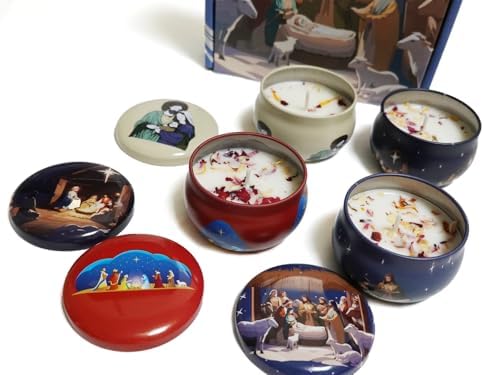 YouLain Nativity Scene Scented Candles 4-Pack