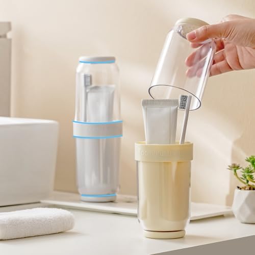 Toothbrush Cup with Cover Travel Case for Brush and Accessories