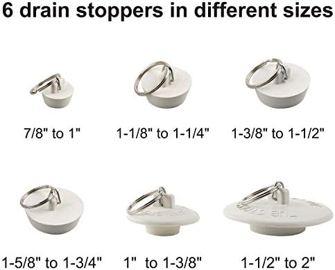 Hibbent 6-Piece Drain Stopper Set White 1