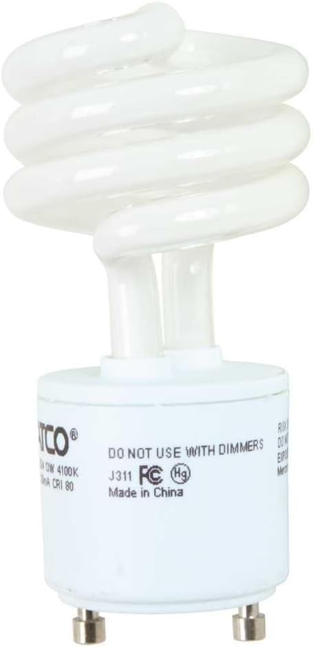 Satco 13W Mini Spiral Fluorescent T2 Bulb 4100K GU24 Base
