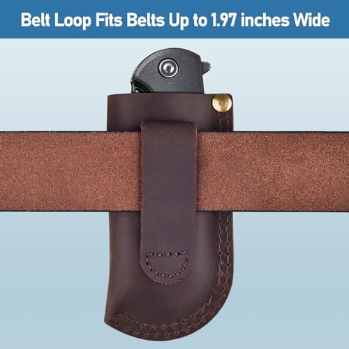 SOGCASE Leather Knife Sheath Belt - Darkbrown