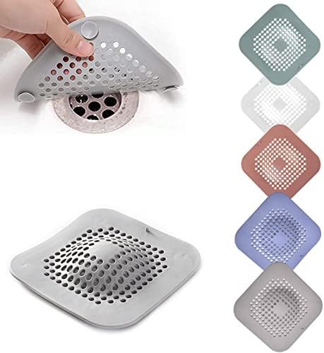 5 Pack Shower Hair Drain Catcher with Suction Cup