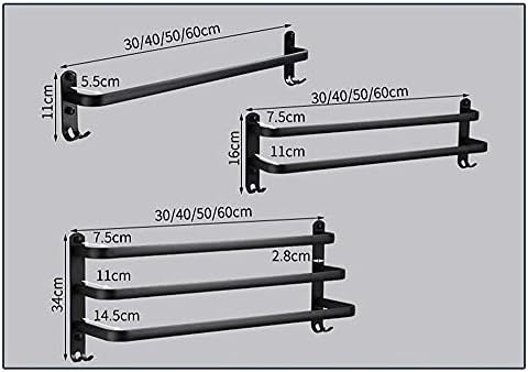 TYZK Wall-Mounted Towel Rack Matte Black 30-50 CM Space-Saving