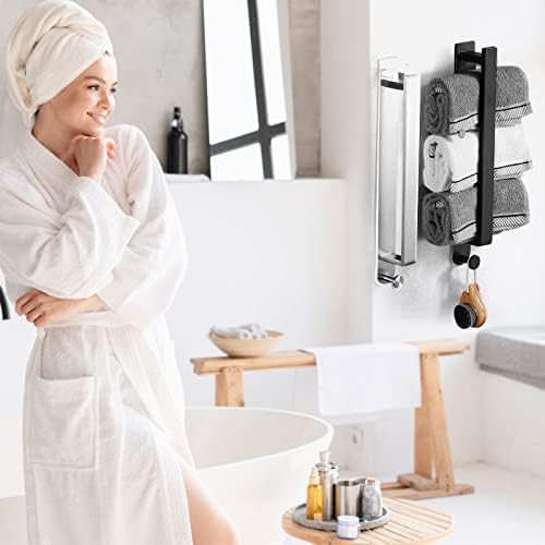 Qivine Wall Mounted Towel Rack with Hooks