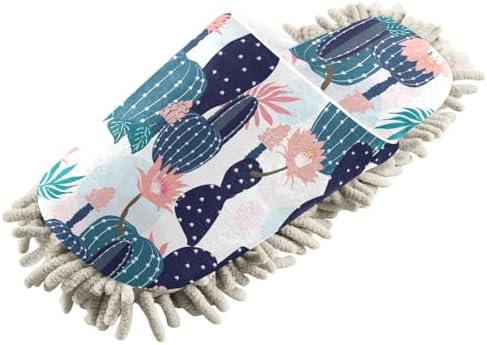 Sinestour Cactus Flowers Mop Slippers for Floor Cleaning