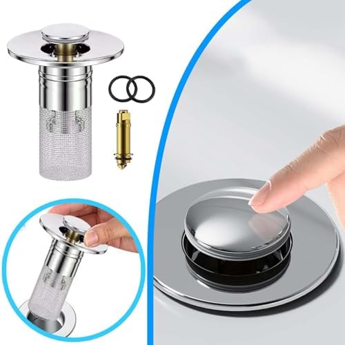 2Pcs Universal Stainless Steel Bathroom Sink Stopper with Anti-Clog Design