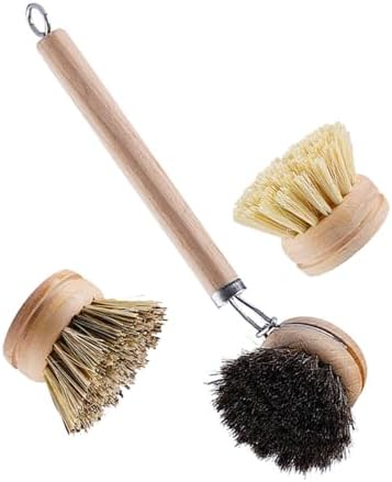 Bamboo Dish Brush with Replaceable Heads and Handle