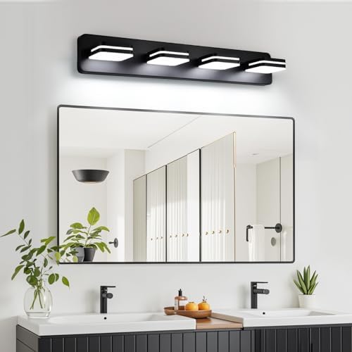Torondo 4-Light Matte Black Vanity Light Over Mirror