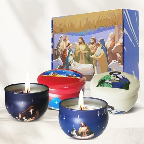 YouLain Nativity Scene Scented Candles 4-Pack