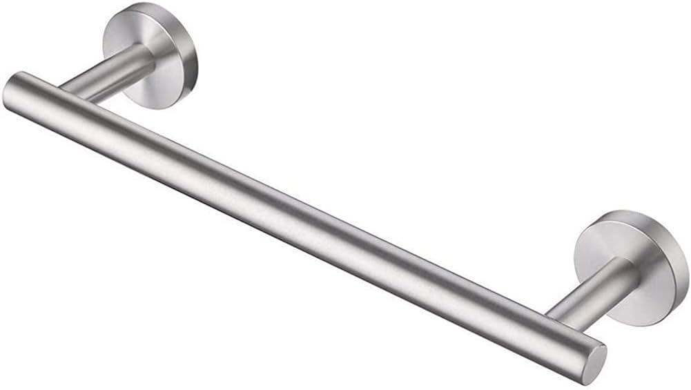 Bathroom Towel Rail Rack with Wall Mount and Hooks - Silver