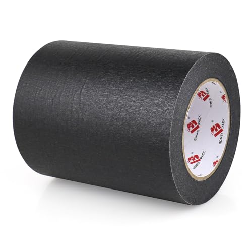 BOMEI PACK 6 Inch Wide Black Masking Tape 55 Yards