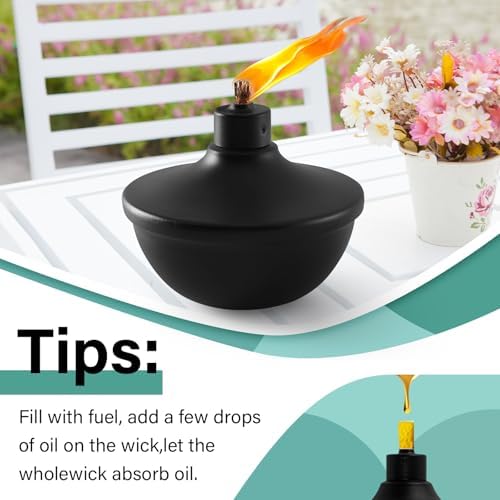 4 Pack Metal Table Top Torches with Refillable Fuel