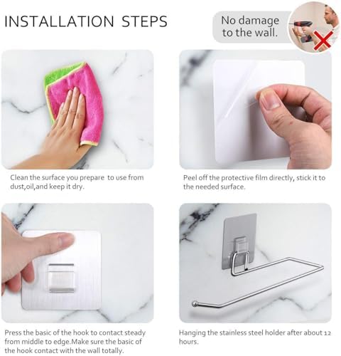 XENOTY Stainless Steel Towel Bar with Magic Adhesive Pad